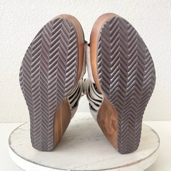 Lane Boots BECCA Wedges Womens 8 Western Cowgirl White Wooden Heeled Sandals - Picture 8 of 11